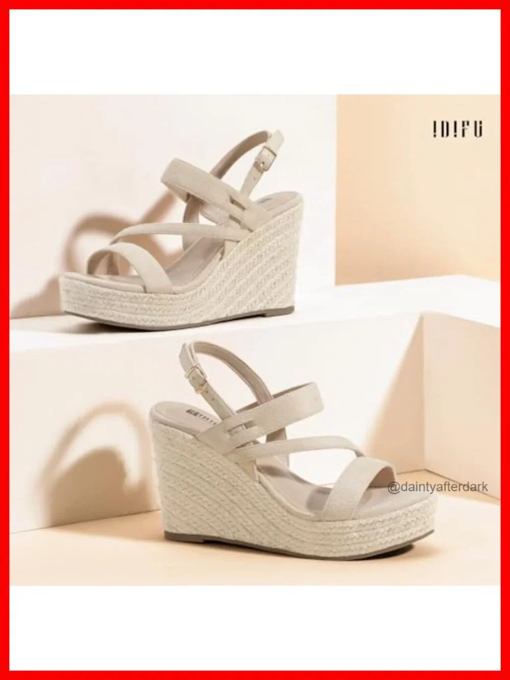 IDIFU Women's 4 Inch Espadrille Wedge Sandals Ankle Strap Platform Heels